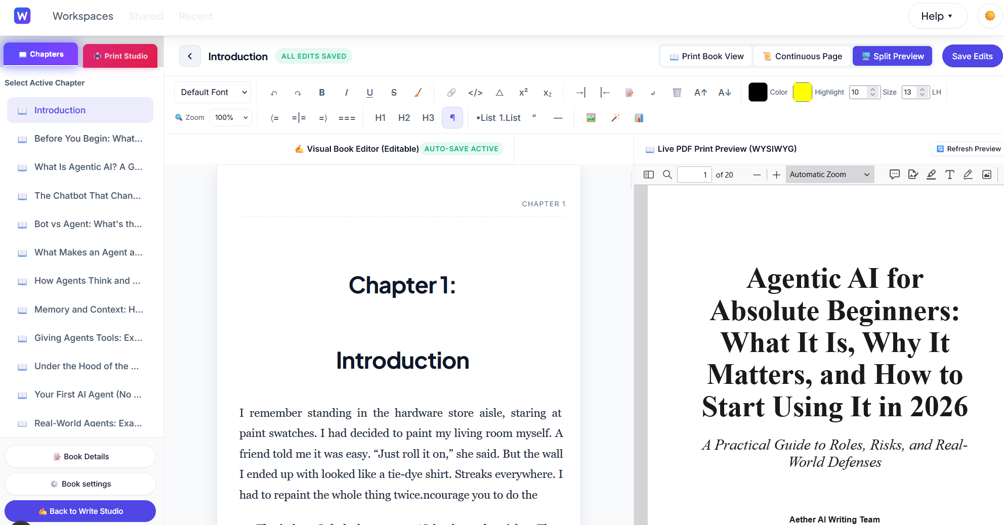 WriterStudioAI Dashboard